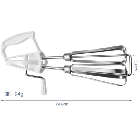 Rotary Hand Whip Whisk Stainless Steel Egg Beater Kitchen Cooking Tool