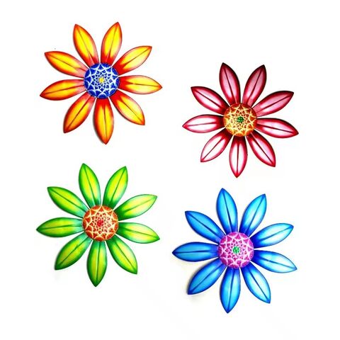 Decoración Metálica de Pared con Flores, Arte Colgante para Decoración del Hogar, Jardín, Exteriores (4 Colores Opcionales)