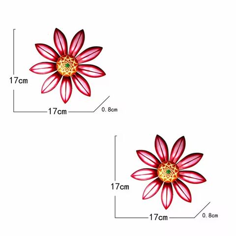 Decoración Metálica de Pared con Flores, Arte Colgante para Decoración del Hogar, Jardín, Exteriores (4 Colores Opcionales)