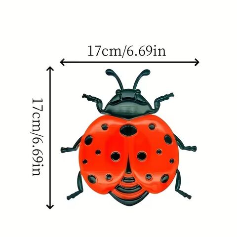 Juego de 3 mariquitas metálicas para decoración de pared, adornos coloridos para jardín, manualidades de metal para interiores y exteriores, decoración vibrante para el hogar