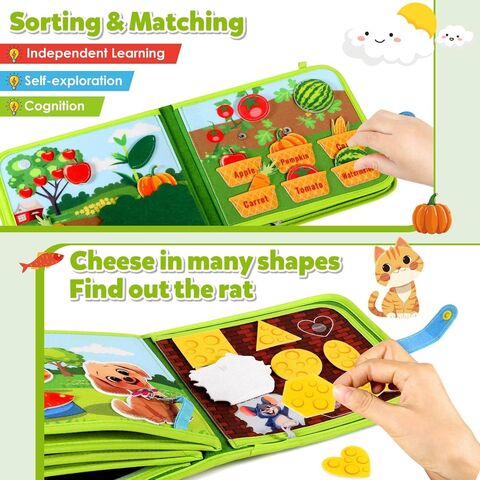 Libro Educativo de Fieltro Suave para Bebés, Libro de Tela Lavable con Sonido, Juguete de Aprendizaje Silencioso