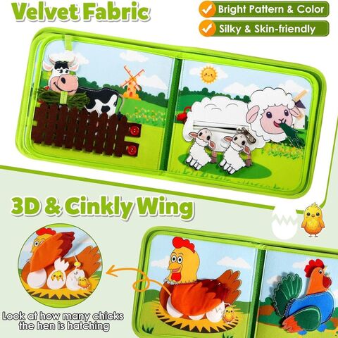 Libro Educativo de Fieltro Suave para Bebés, Libro de Tela Lavable con Sonido, Juguete de Aprendizaje Silencioso