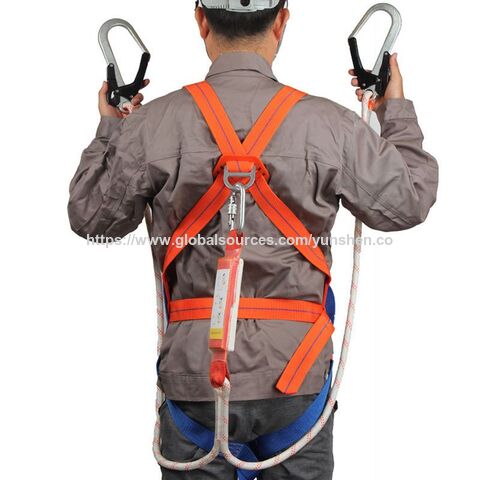 Trabajos de construcción con cinturón de seguridad anticaídas de cuerpo completo con ganchos cromados, cinturón lumbar anticaídas y arnés de escalada