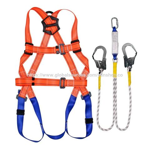 Trabajos de construcción con cinturón de seguridad anticaídas de cuerpo completo con ganchos cromados, cinturón lumbar anticaídas y arnés de escalada