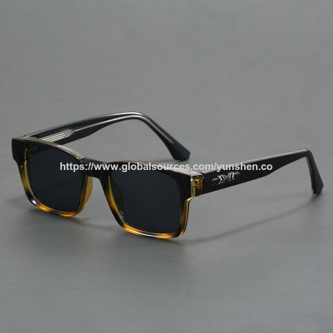 Blaulichtfilter Brille mit individuellem Logo, quadratisches Gestell, modische Sonnenbrille, UV400 polarisierte TAC Gläser, Metall & rutschfestes Gummi Material