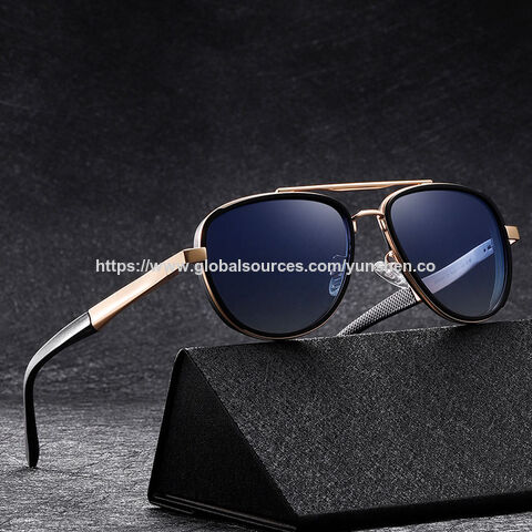 Blaulichtfilter Brille mit individuellem Logo, quadratisches Gestell, modische Sonnenbrille, UV400 polarisierte TAC Gläser, Metall & rutschfestes Gummi Material