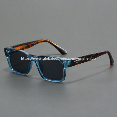Blaulichtfilter Brille mit individuellem Logo, quadratisches Gestell, modische Sonnenbrille, UV400 polarisierte TAC Gläser, Metall & rutschfestes Gummi Material