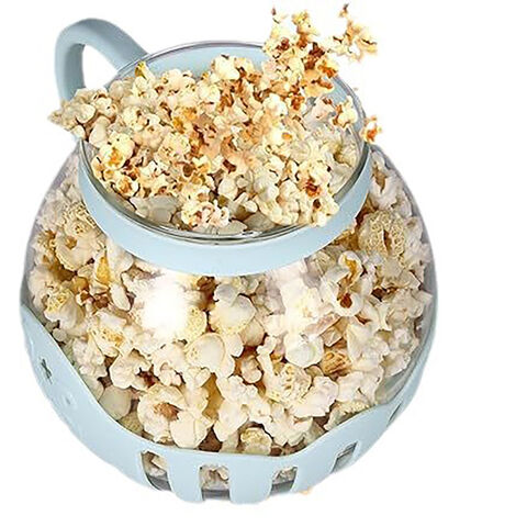 Microwave Popcorn Popper Bowl with Heat Resistant Glass for Home Kitchen