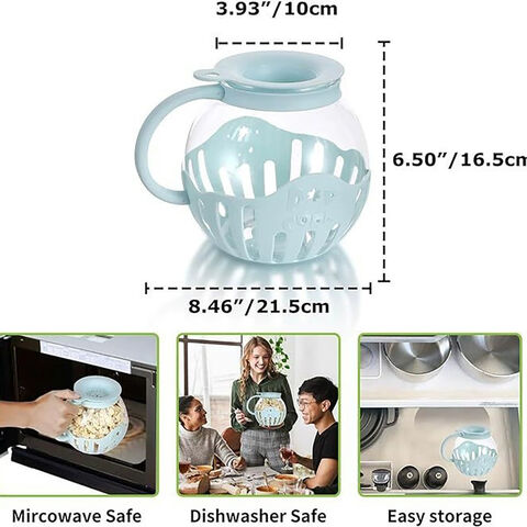 Microwave Popcorn Popper Bowl with Heat Resistant Glass for Home Kitchen