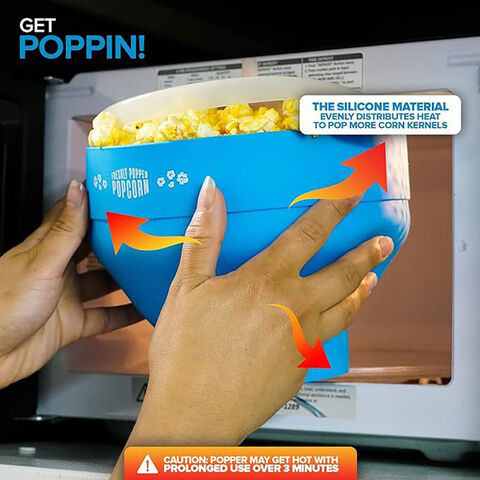 Silicone Reusable Microwave Popcorn Popper Bowl with Lid for Home Kitchen