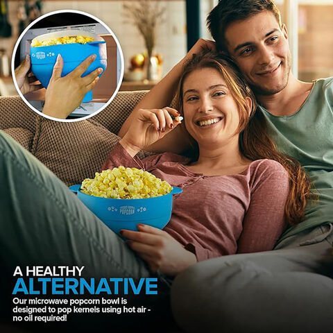 Silicone Reusable Microwave Popcorn Popper Bowl with Lid for Home Kitchen