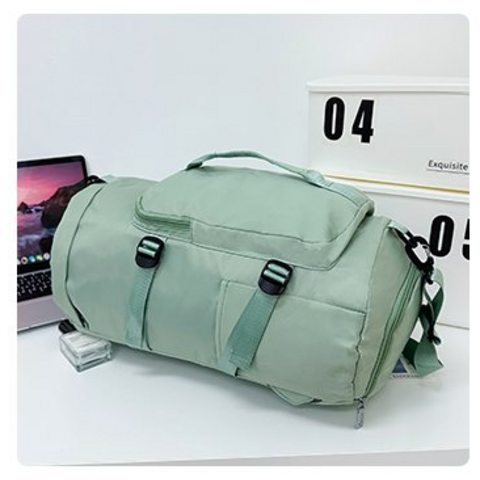 Sac de voyage minimaliste multifonctionnel de couleur unie, sac à bagages à double dos portable pour sports de plein air, séparation unisexe humide et sèche