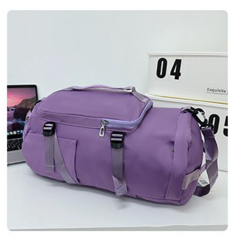 Sac de voyage minimaliste multifonctionnel de couleur unie, sac à bagages à double dos portable pour sports de plein air, séparation unisexe humide et sèche