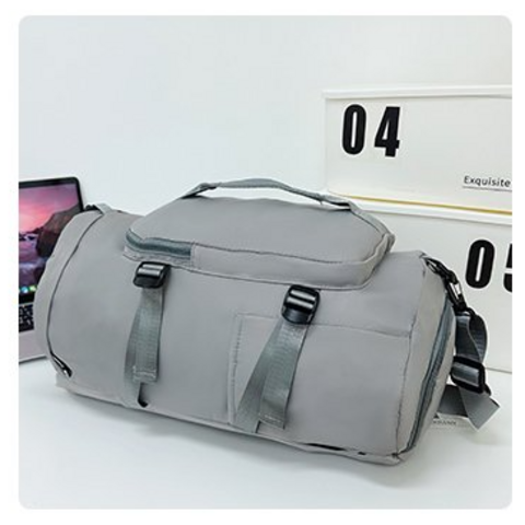 Sac de voyage minimaliste multifonctionnel de couleur unie, sac à bagages à double dos portable pour sports de plein air, séparation unisexe humide et sèche