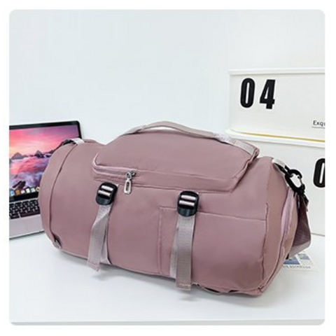 Sac de voyage minimaliste multifonctionnel de couleur unie, sac à bagages à double dos portable pour sports de plein air, séparation unisexe humide et sèche