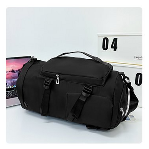 Sac de voyage minimaliste multifonctionnel de couleur unie, sac à bagages à double dos portable pour sports de plein air, séparation unisexe humide et sèche