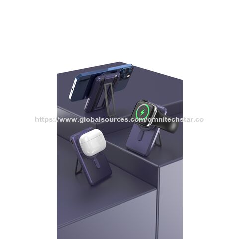 Batería Externa Magnética Inalámbrica Magsafe Delgada de Alta Calidad 10000mAh, Cargador Portátil 5 en 1 para Teléfono y Reloj, Power Bank Magnético