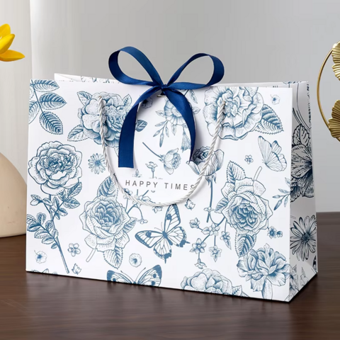 Nouveautés : Sacs Cadeaux en Papier Imprimés Écologiques Personnalisés avec Poignées - Sacs Shopping Personnalisés