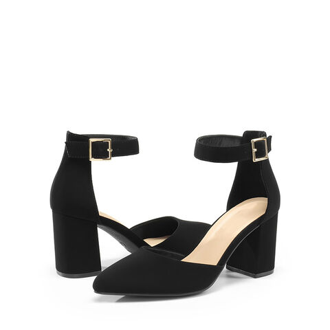 ODM/OEM Venta al por mayor AKH3 W-1 Zapatos de tacón grueso y punta fina elegantes para mujer, para un uso cómodo durante todo el día