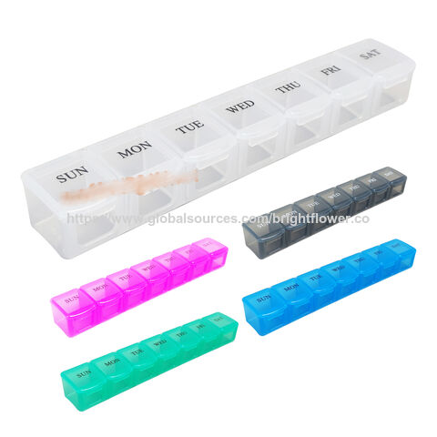 Boîte de Rangement de Pilules en Plastique Pas Cher 7 Jours 7 Compartiments - Pilulier Hebdomadaire en Plastique 7 Cases