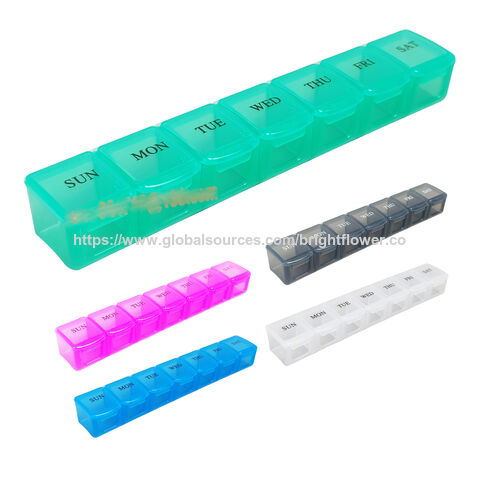 Boîte de Rangement de Pilules en Plastique Pas Cher 7 Jours 7 Compartiments - Pilulier Hebdomadaire en Plastique 7 Cases