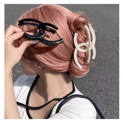 Einfache, stilvolle X-förmige Haarspange in Unifarben, Mädchen Rosa, lässige Hochsteck-Haarklammer in Schwarz-Weiß
