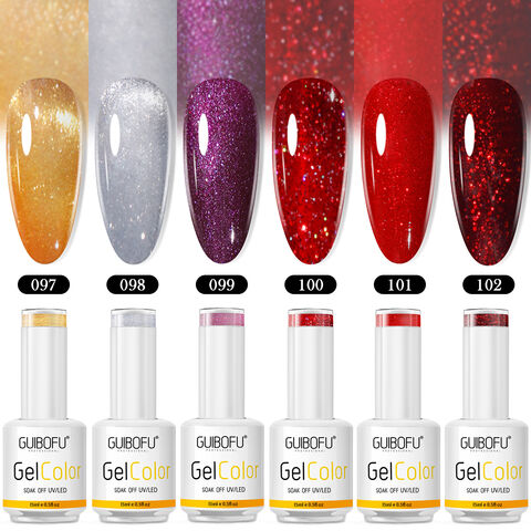 Ensemble de 6 Vernis à Ongles en Gel de 15ml avec Effet Pailleté. Kit de Conception d'Art d'Ongles DIY avec Vernis à Ongles en Gel UV Soak-Off. Gel Vernis à Ongles Pailleté