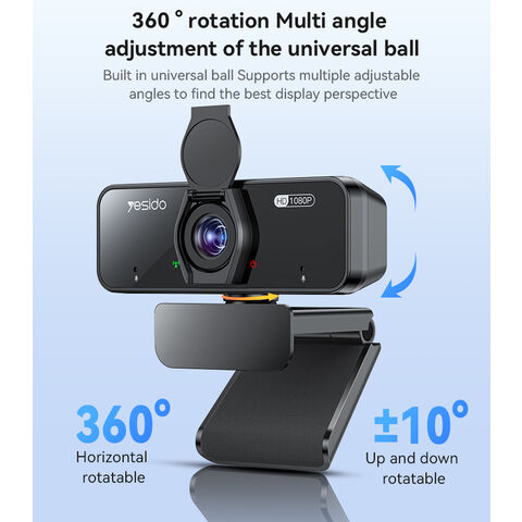 Yesido Cámara HD de 2 Millones de Píxeles con Rotación de 360°, 1080P, Micrófono Incorporado, Enfoque Automático, Cable USB de 1.5M