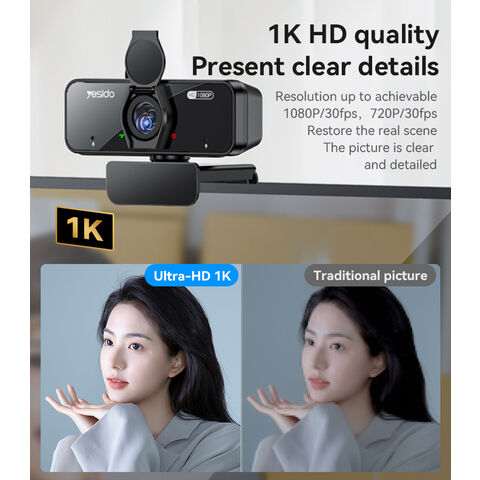 Yesido Cámara HD de 2 Millones de Píxeles con Rotación de 360°, 1080P, Micrófono Incorporado, Enfoque Automático, Cable USB de 1.5M