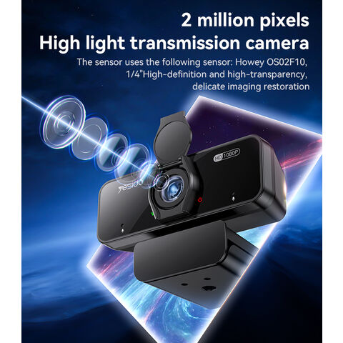 Yesido Cámara HD de 2 Millones de Píxeles con Rotación de 360°, 1080P, Micrófono Incorporado, Enfoque Automático, Cable USB de 1.5M