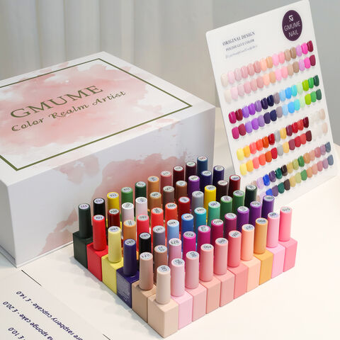 Set 60 Pcs Kutek Gel, Botol 15ML, Kemasan kotak hadiah mewah dengan bagan warna. Soak Off Kutek UV untuk Nail Art. Hadiah untuk Wanita.