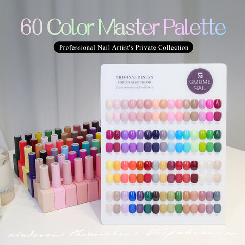 Set 60 Pcs Kutek Gel, Botol 15ML, Kemasan kotak hadiah mewah dengan bagan warna. Soak Off Kutek UV untuk Nail Art. Hadiah untuk Wanita.