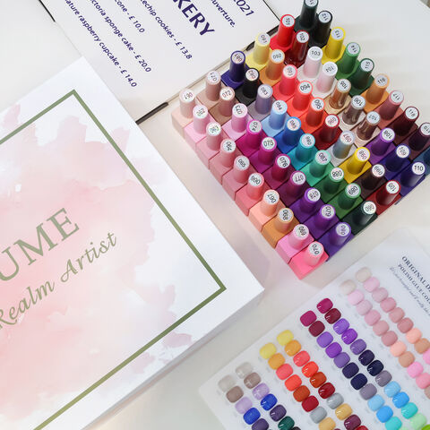 Set 60 Pcs Kutek Gel, Botol 15ML, Kemasan kotak hadiah mewah dengan bagan warna. Soak Off Kutek UV untuk Nail Art. Hadiah untuk Wanita.