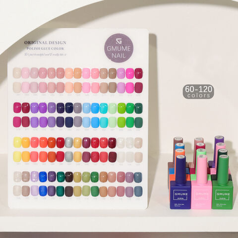 Set 60 Pcs Kutek Gel, Botol 15ML, Kemasan kotak hadiah mewah dengan bagan warna. Soak Off Kutek UV untuk Nail Art. Hadiah untuk Wanita.