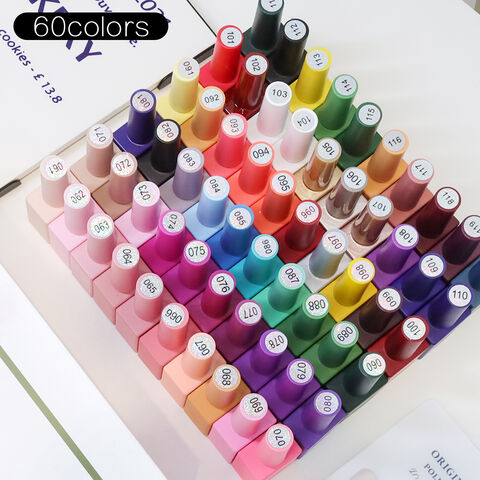 Set 60 Pcs Kutek Gel, Botol 15ML, Kemasan kotak hadiah mewah dengan bagan warna. Soak Off Kutek UV untuk Nail Art. Hadiah untuk Wanita.
