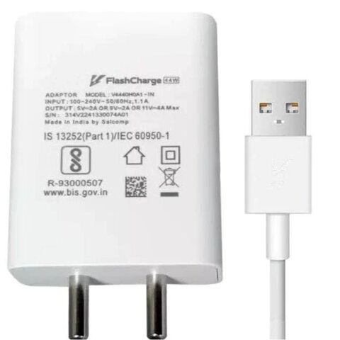 Chargeur super rapide 44W avec prise Inde pour téléphones mobiles USB C Vivo Realme OnePlus