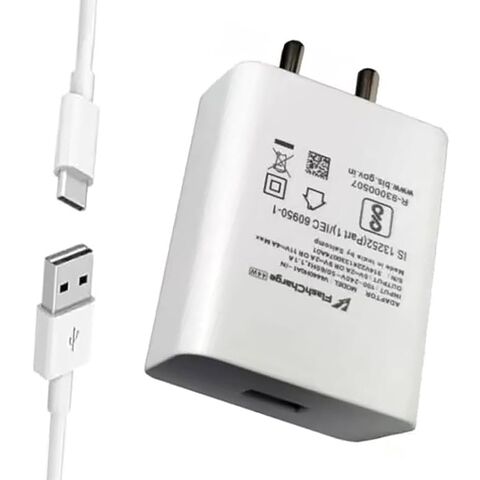 Chargeur super rapide 44W avec prise Inde pour téléphones mobiles USB C Vivo Realme OnePlus