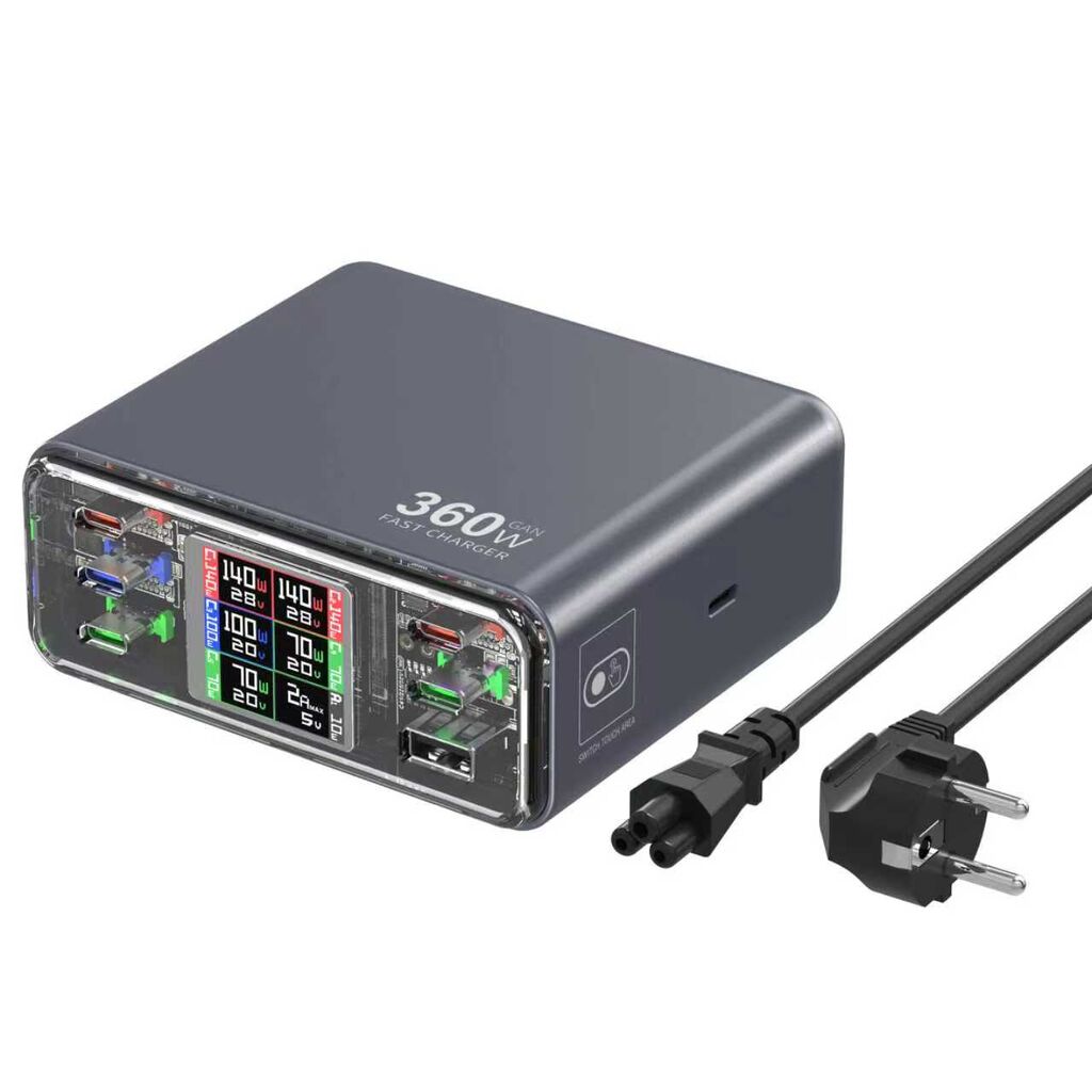 Mnuo 360w Gan Cube Charger With Smart Display & Mode Switching - 5c1a ...