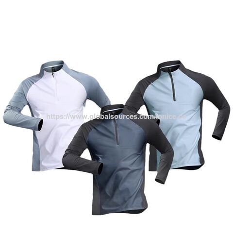 Camisetas Deportivas Casuales de Gimnasio para Hombre con Cremallera de 1/4, Cuello Alto y Manga Larga - Ropa de Entrenamiento para Ciclismo