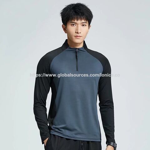 Camisetas Deportivas Casuales de Gimnasio para Hombre con Cremallera de 1/4, Cuello Alto y Manga Larga - Ropa de Entrenamiento para Ciclismo