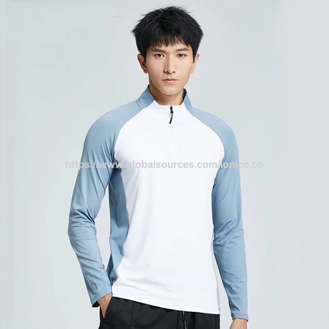 Camisetas Deportivas Casuales de Gimnasio para Hombre con Cremallera de 1/4, Cuello Alto y Manga Larga - Ropa de Entrenamiento para Ciclismo