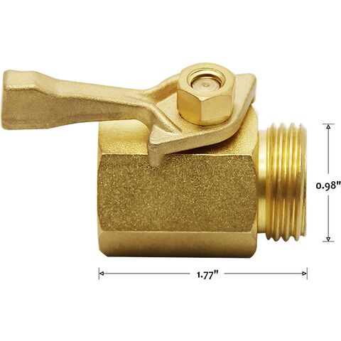 Robinet d'arrêt en laiton robuste 3/4". Robinet d'arrêt pour tuyau d'arrosage. Raccords de tuyau en laiton pour jardin.