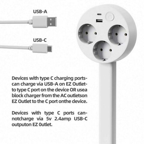 Ausziehbarer Wandsteckdosenleiste EU-Steckdosenadapter für hinter Sofas, Nachttische, Schreibtische OEM ODM
