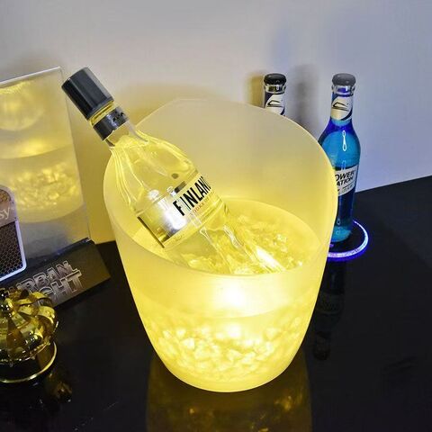 Cubo de Hielo Personalizado con Luces LED de Colores para Vino y Champán con LOGO