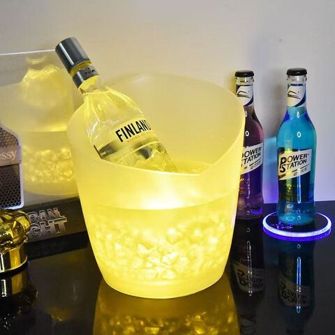 Cubo de Hielo Personalizado con Luces LED de Colores para Vino y Champán con LOGO