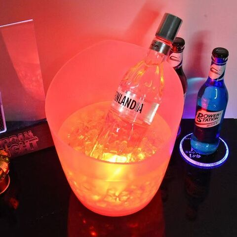 Cubo de Hielo Personalizado con Luces LED de Colores para Vino y Champán con LOGO