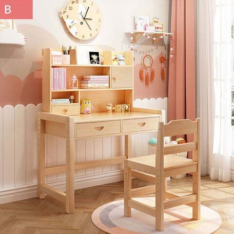 Ensemble bureau et chaise d'apprentissage en bois vert pour enfants, hauteur réglable, table d'étude avec étagère de rangement à 3 niveaux et 4 tiroirs