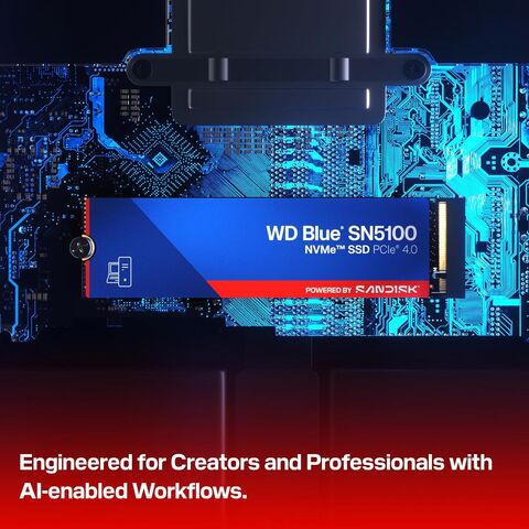 Western Digital 4TB WD Blue SN5000 NVMe Internal Solid State Drive SSD - PCIe Gen 4.0, M.2 2280, Up to 5,500 MB/s - WDS400T4B0E