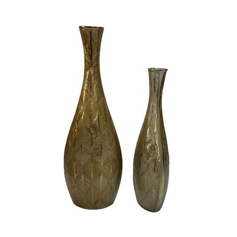 Jarrón de Aluminio, Jarrón de Flores, Jarrón de Hierro, Jarrón de Metal, Jarrón - Talla L: 17.15x13.97x49.53 cm - Talla S: 12.7x12.07x40.64 cm