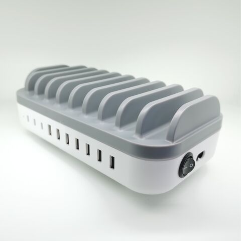Estación de carga USB PD universal de 10 puertos para escritorio, electrónica, portátil y móvil, para múltiples dispositivos